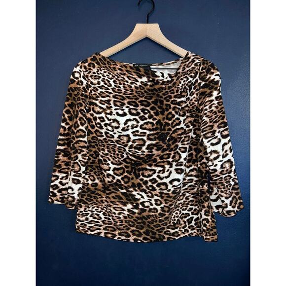 St. John Tops - St.John for nordstrom cheetah print asymetrical blouse size med